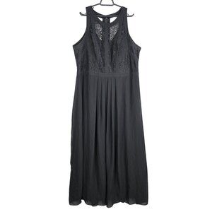 Womens Betsy & Adam Black Lace Overlay Dress Gown Sleeveless Polyester Size 16W